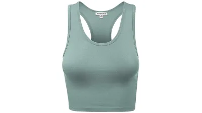 HATOPANTS Women's Cotton Racerback Basic Crop Tank Tops