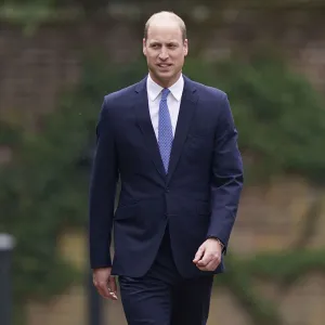 Prince William Wears Dapper Navy Suit for Princess Diana Statue Unveiling