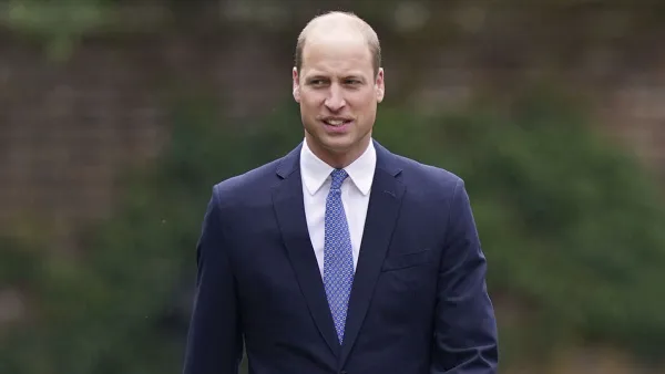 Prince William Wears Dapper Navy Suit for Princess Diana Statue Unveiling