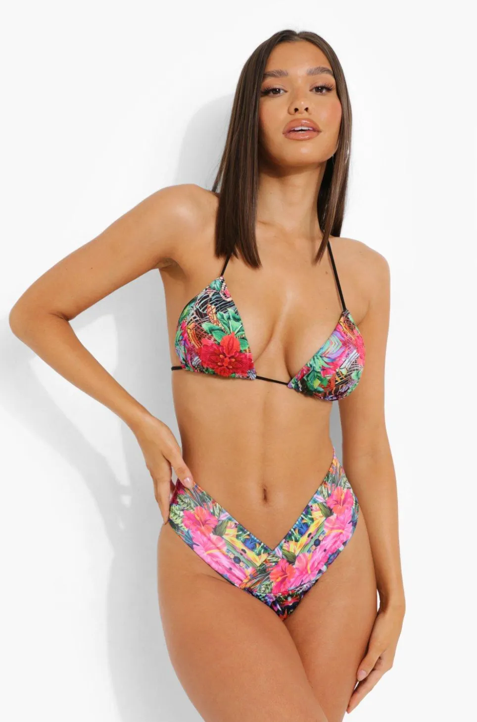 Tropical V Front Bikini Set