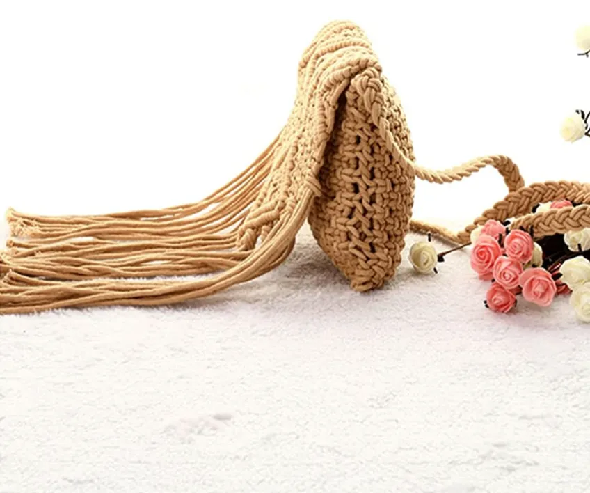 Van Caro Women&rsquo;s Cotton Crochet Tassel Bohemian Shoulder Purse