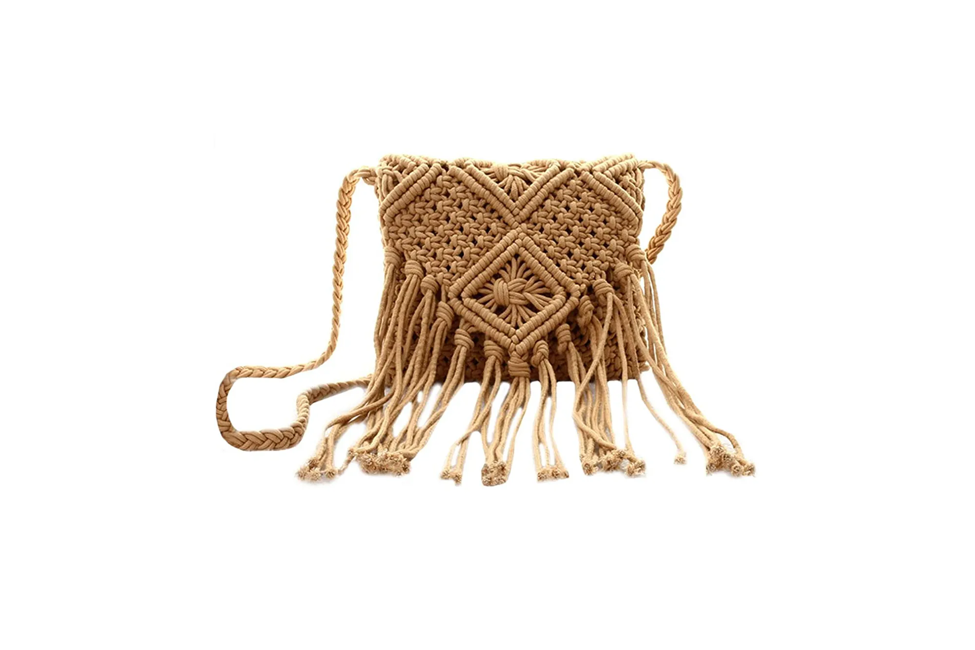 Van Caro Women&rsquo;s Cotton Crochet Tassel Bohemian Shoulder Purse