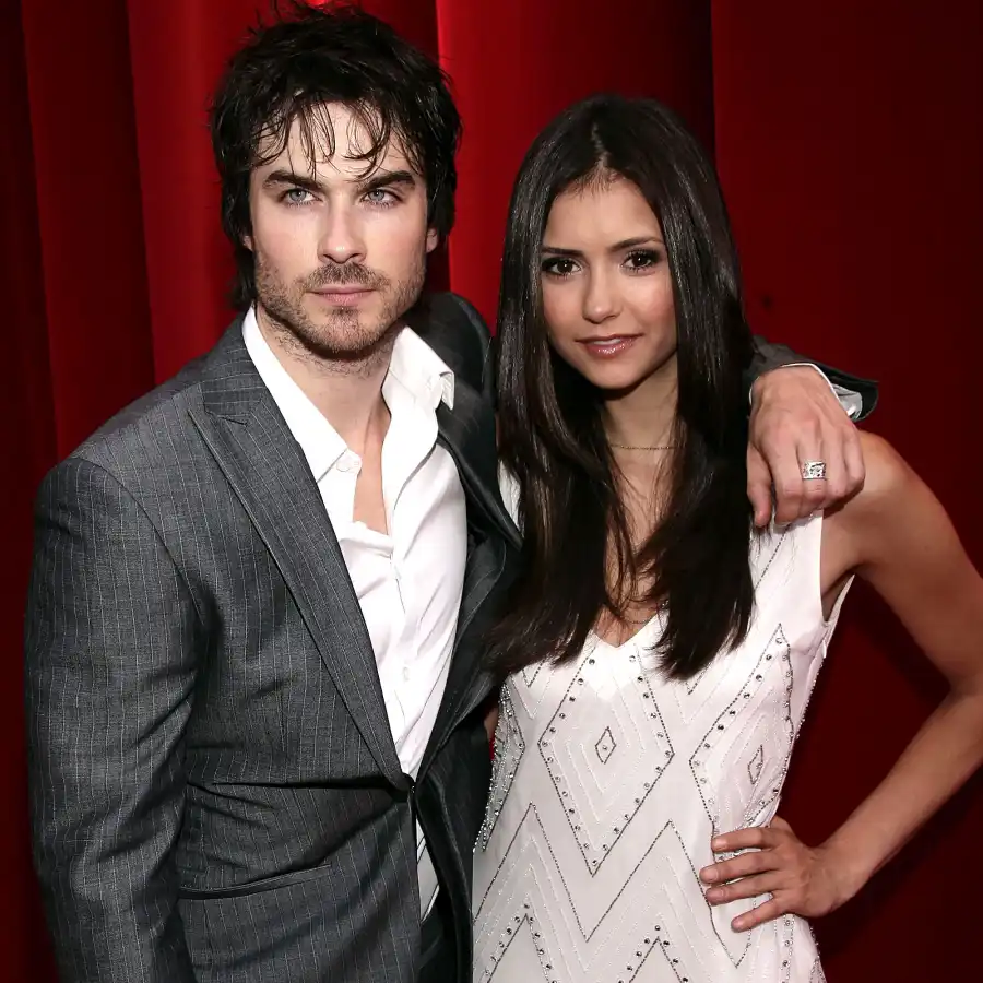 Celeb Exes Who Worked Together gray suit, white dress