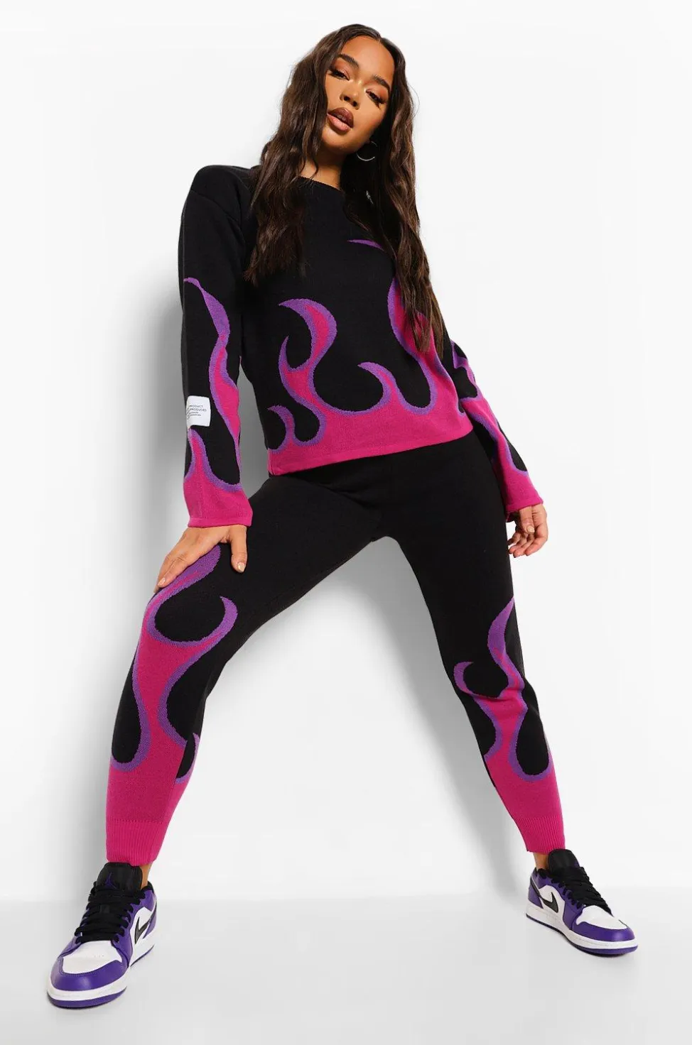 Flame Print Knitted Two-Piece