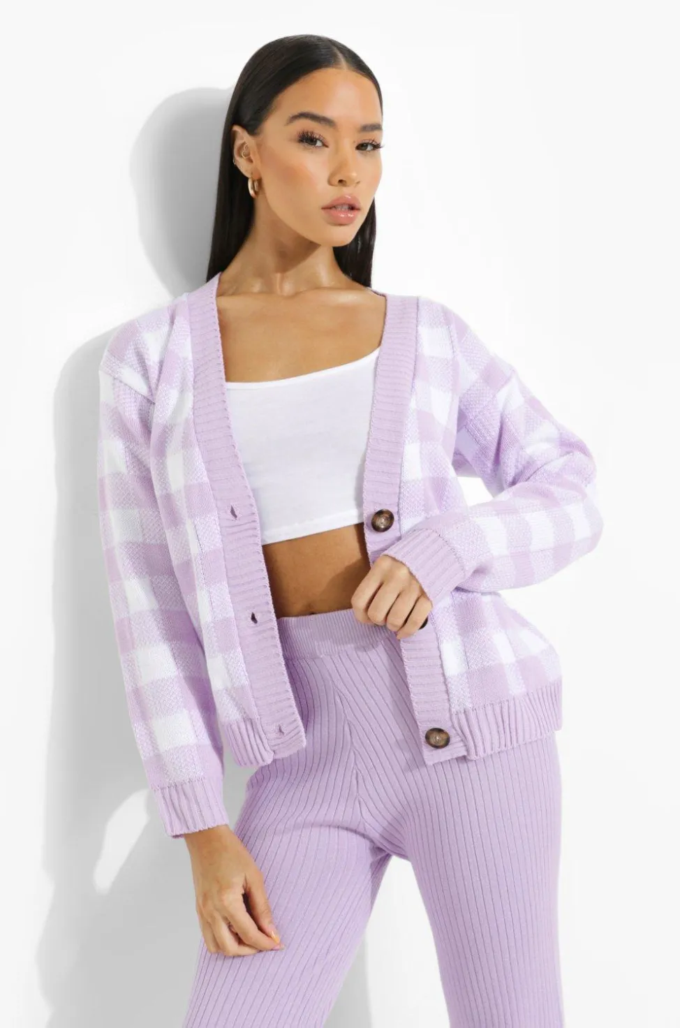 Gingham Cropped Cardigan