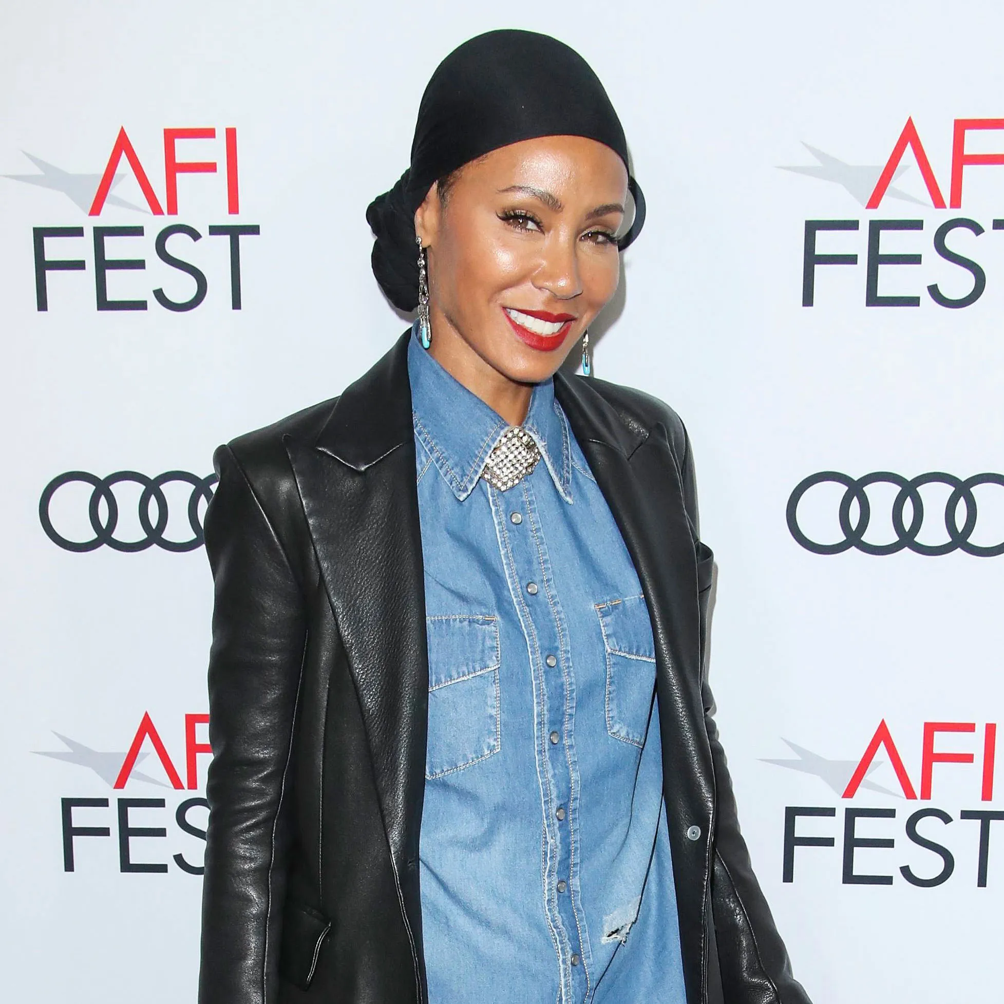 Jada Pinkett Smith Debuts New Arm Tattoo Denim Shirt Leather Jacket