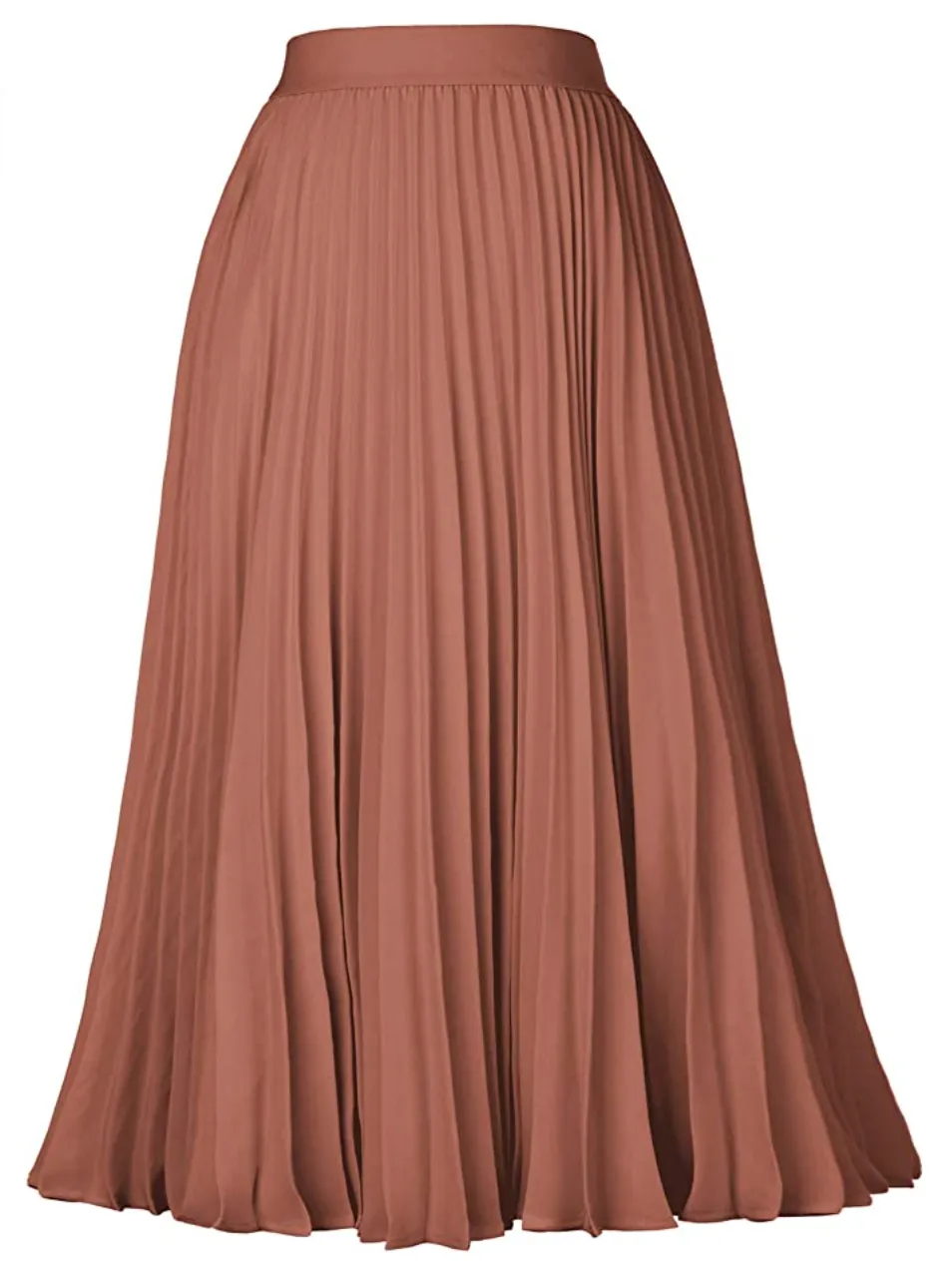 Kate Kasin Women's High Waist Pleated A-Line Swing Skirt