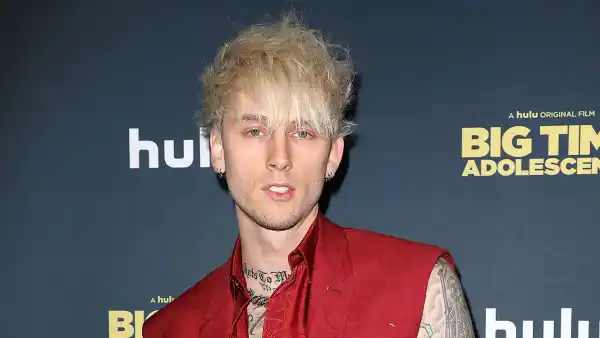 Machine Gun Kelly Shaves His Head Debuts the Craziest Scalp Tattoo Red Vest Red Pants