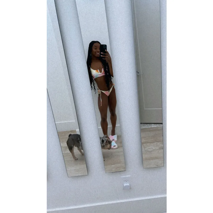 Simone Biles Enjoys Pool Day in Tie-Dye Bikini 4