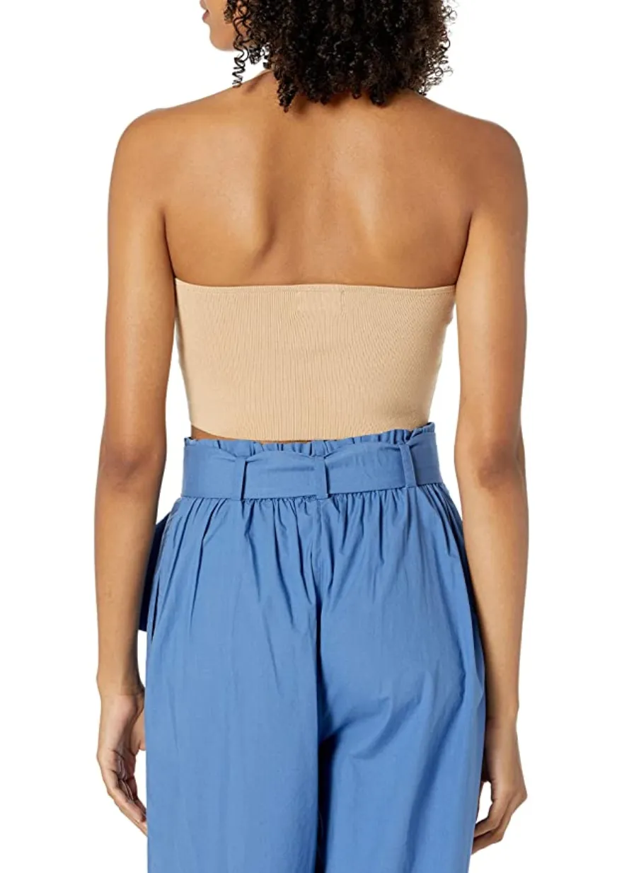 The Drop Women's Greta Fitted Square Neck Halter Sweater Bralette