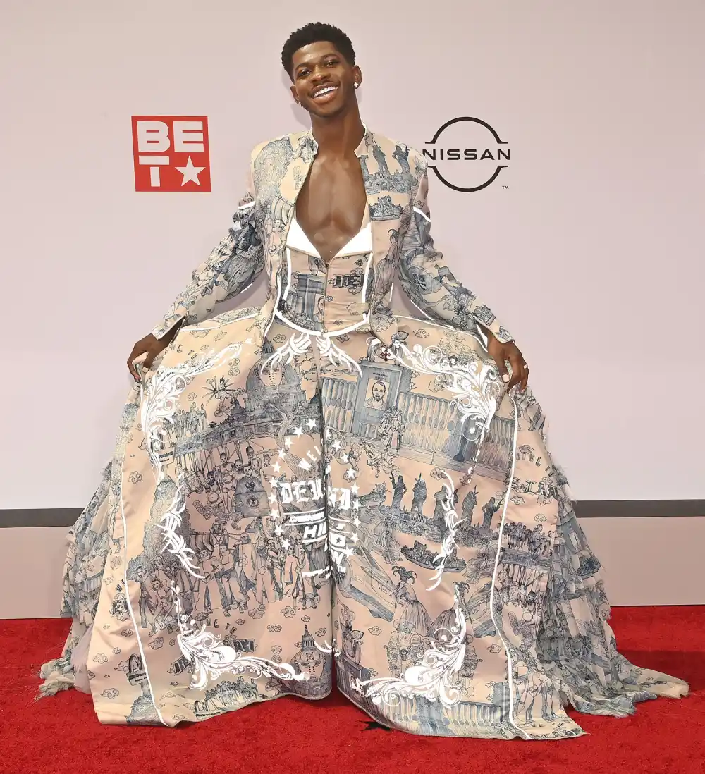 Did Lil Nas X Suit Dress Hybrid Just Break Internet VMAs 2021 BET Awards