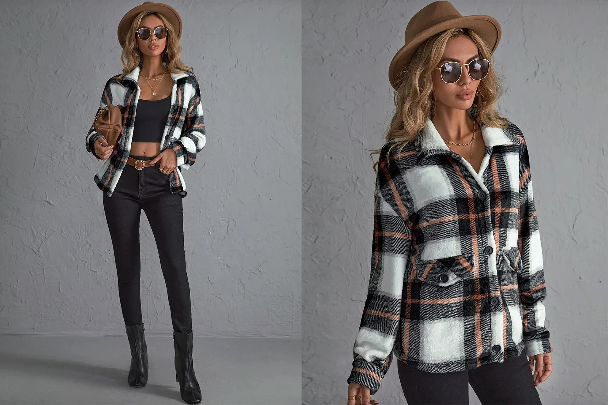 Plaid Print Drop Shoulder Jacket