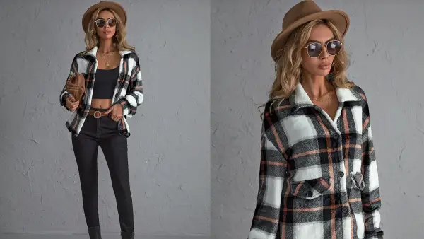 Plaid Print Drop Shoulder Jacket