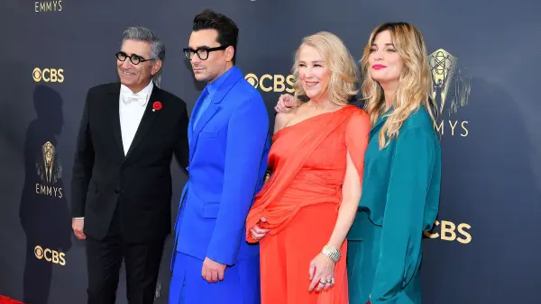 Schitts Creek Cast Reunites Emmys 2021 Eugene Levy Dan Levy Catherine O'Hara Annie Murphy