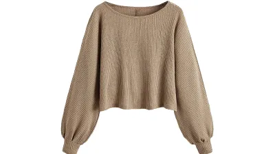 SweatyRocks Women's Ribbed Knit Raglan Long Sleeve Crop Top