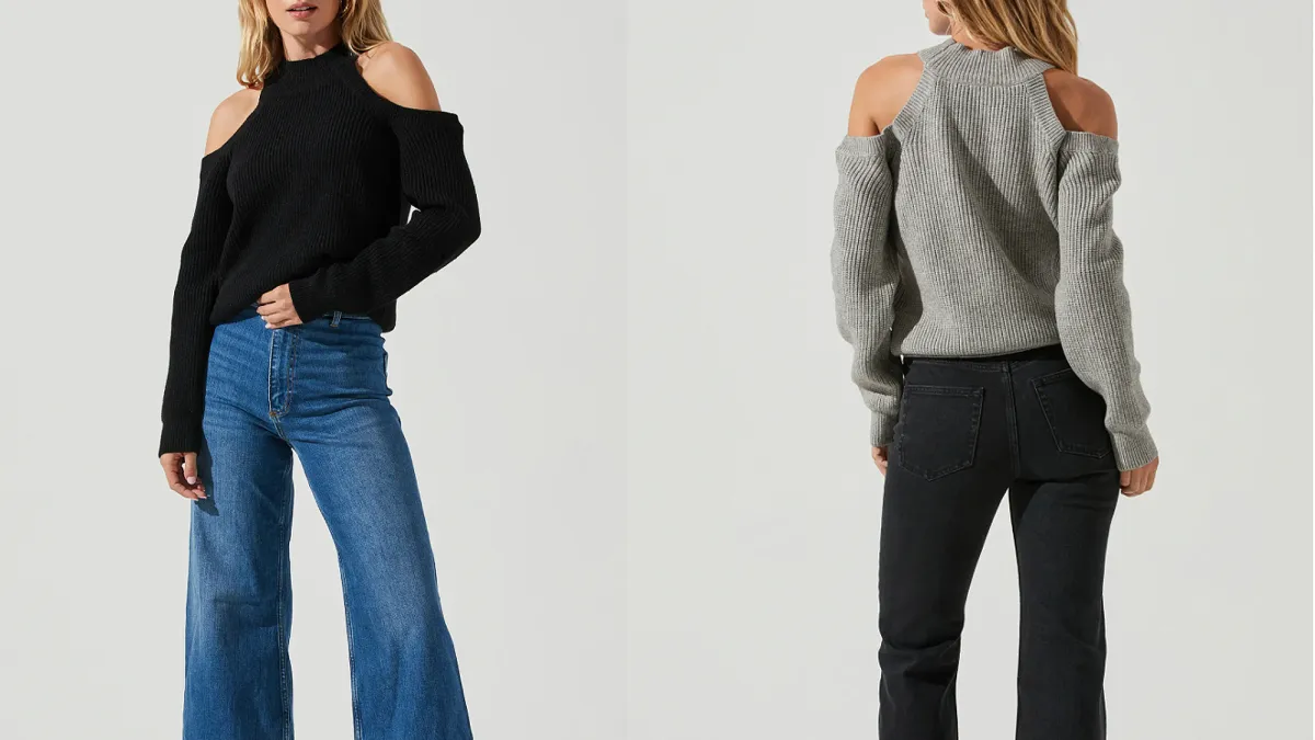 ASTR the Label Cold Shoulder Mock Neck Sweater