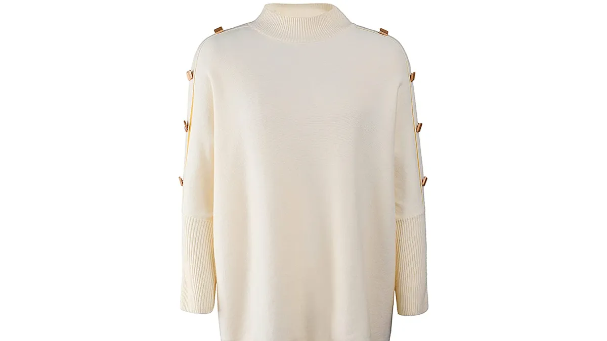 Angashion Women's Casual Oversized Mock Neck Pullover Sweater