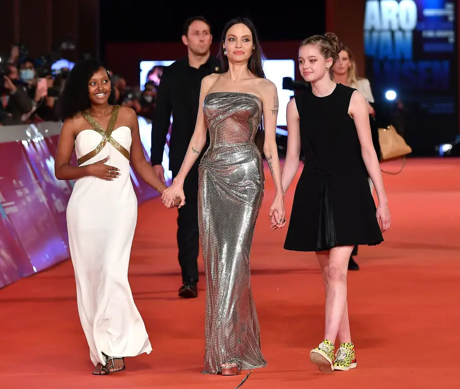 Angelina Jolie Brings Zahara and Shiloh to Eternals Premiere in Rome 04
