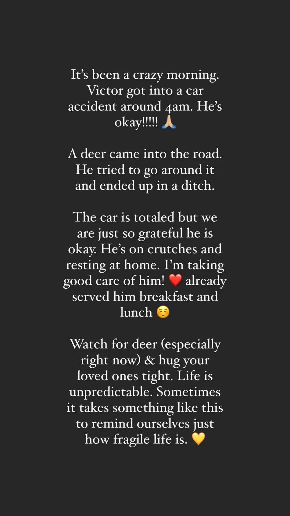 Big Brother&rsquo;s Victor Arroyo Sends Message to Fans After Totaling His Car: &lsquo;Be Careful Out There