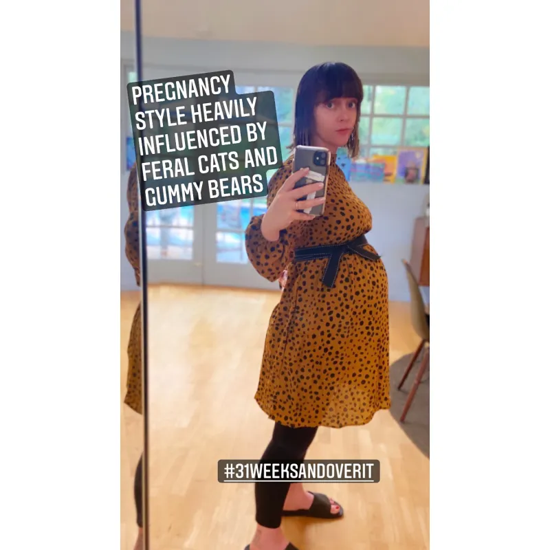 Christina Ricci Shows Off Her Baby Belly in Polka-Dot Dress