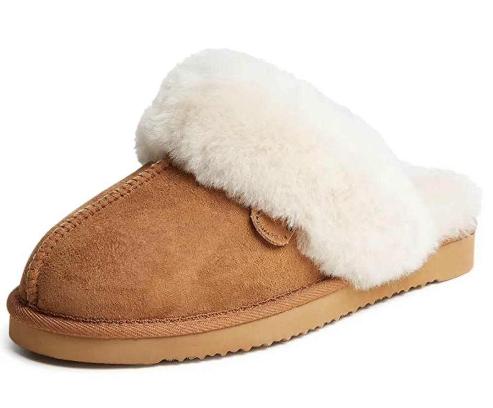 Dearfoams Women's Fireside Water Resistant Sydney Shearling Scuff Slipper