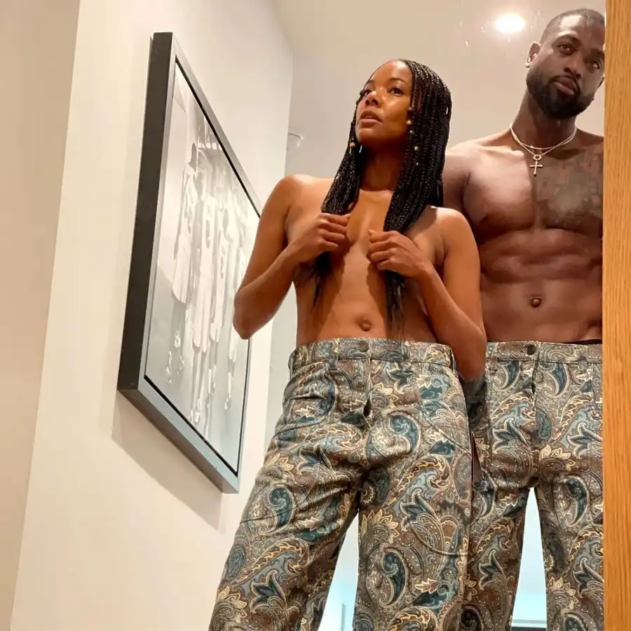 Gabrielle Union, Dwyane Wade Pose Topless in Matching Pants: ‘Scorpio Szn’