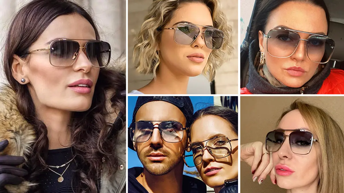 Gtand Trendy Square Aviator Gradient Sunglasses