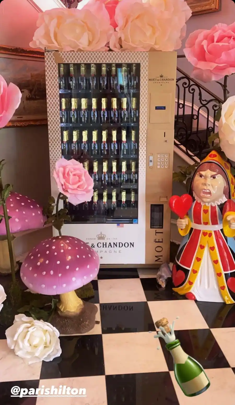 Paris Hilton wedding shower champagne vending machine.