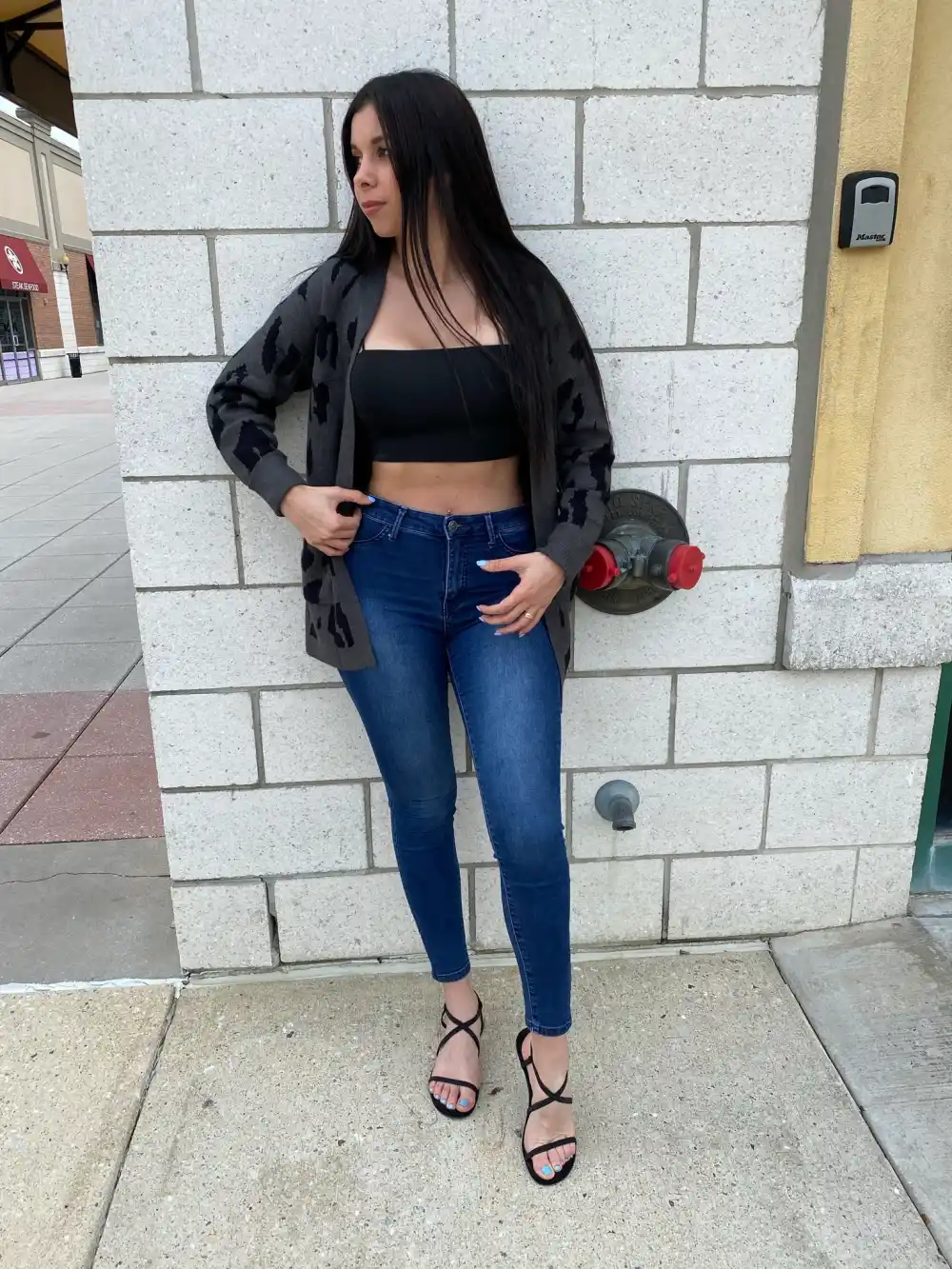 MEROKEETY Women's Open Front Leopard Knit Cardigan