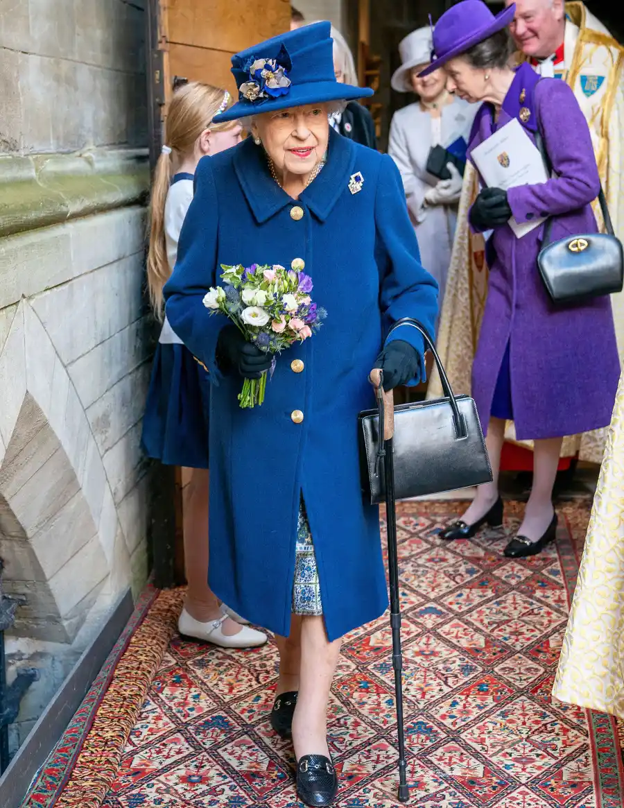 Queen Elizabeth II Uses Cane Attend Westminster Service