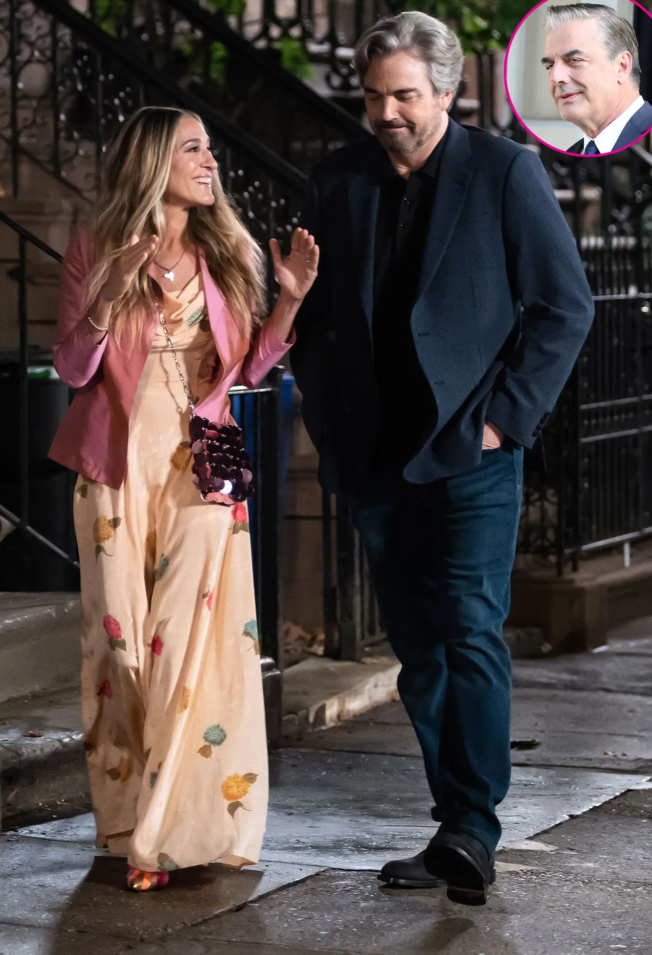 Sex and the City SATC And Just Like That Carrie Kissing New Man Sarah Jessica Parker Jon Tenney Promo