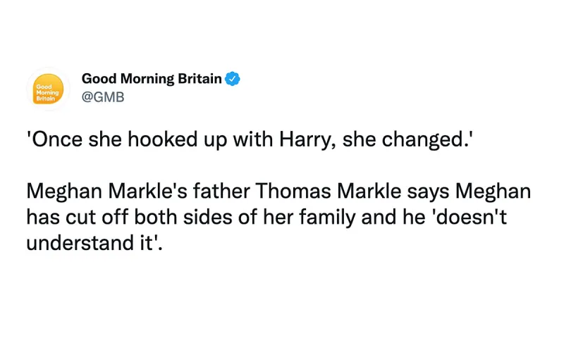 Thomas Markle Claims Childish Meghan Disowned Family After Royal Exit