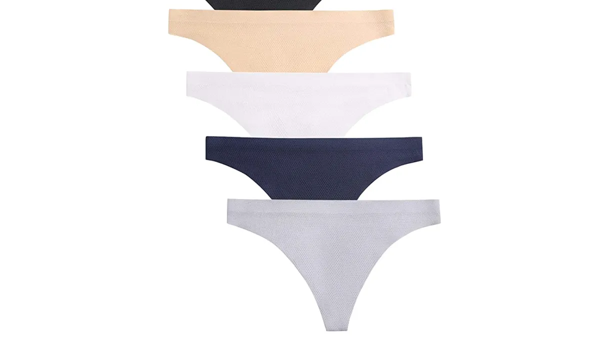 VOENXE Seamless No Show Thongs for Women 5 Pack
