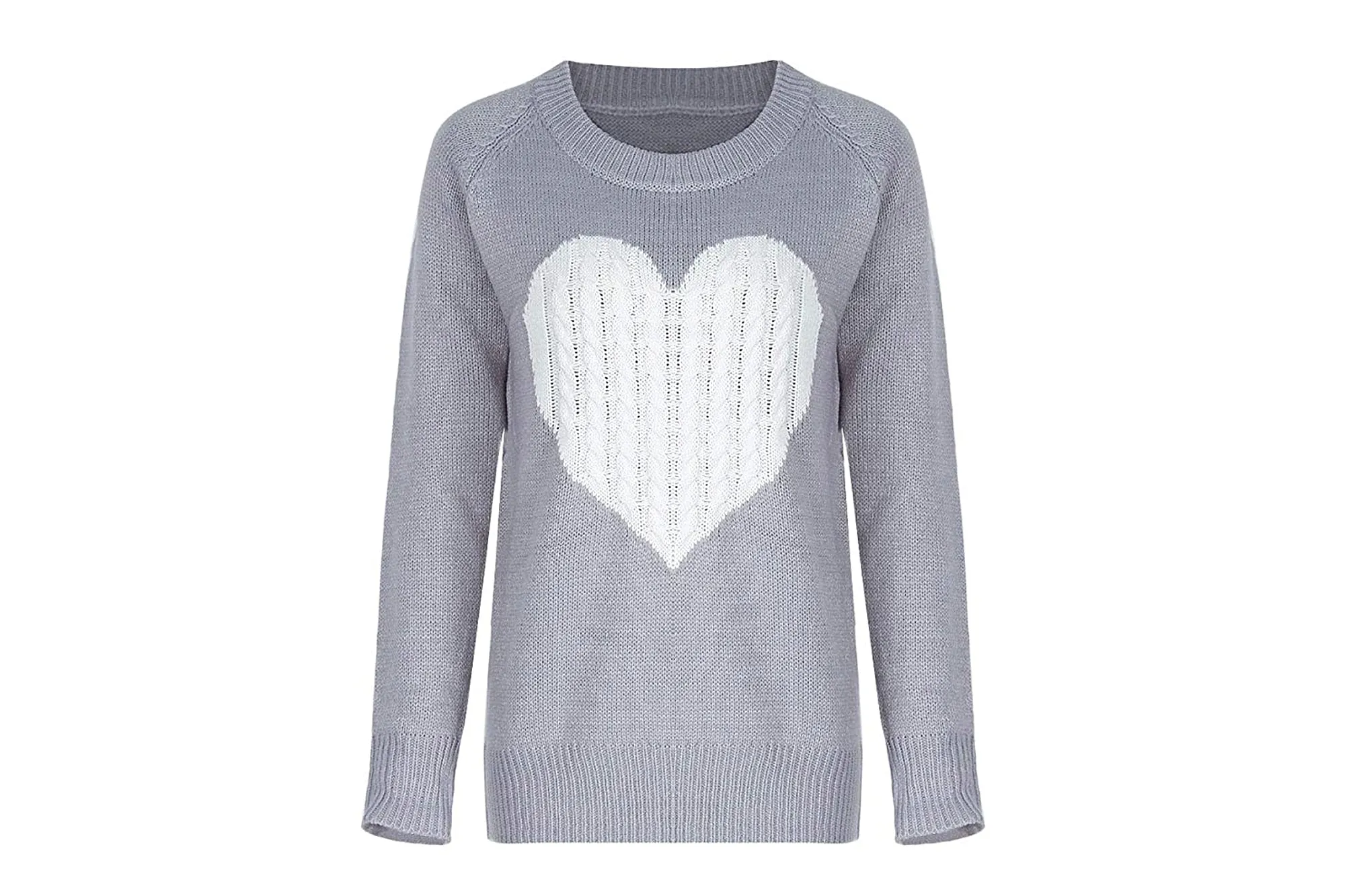 shermie Women's Pullover Long Sleeve Crewneck Heart Knit Sweater