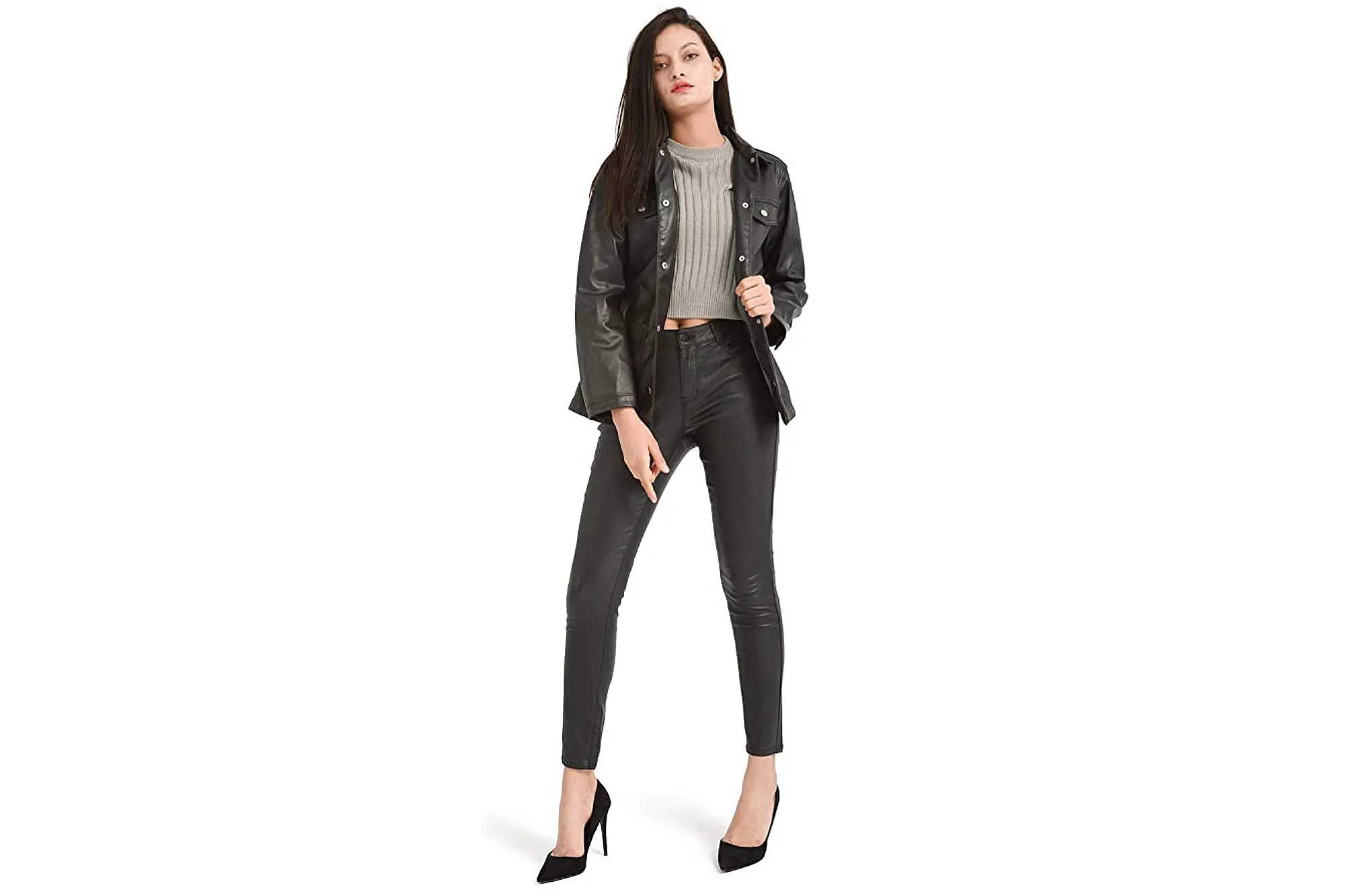 Bamans Women's Faux Leather Stretch Pants
