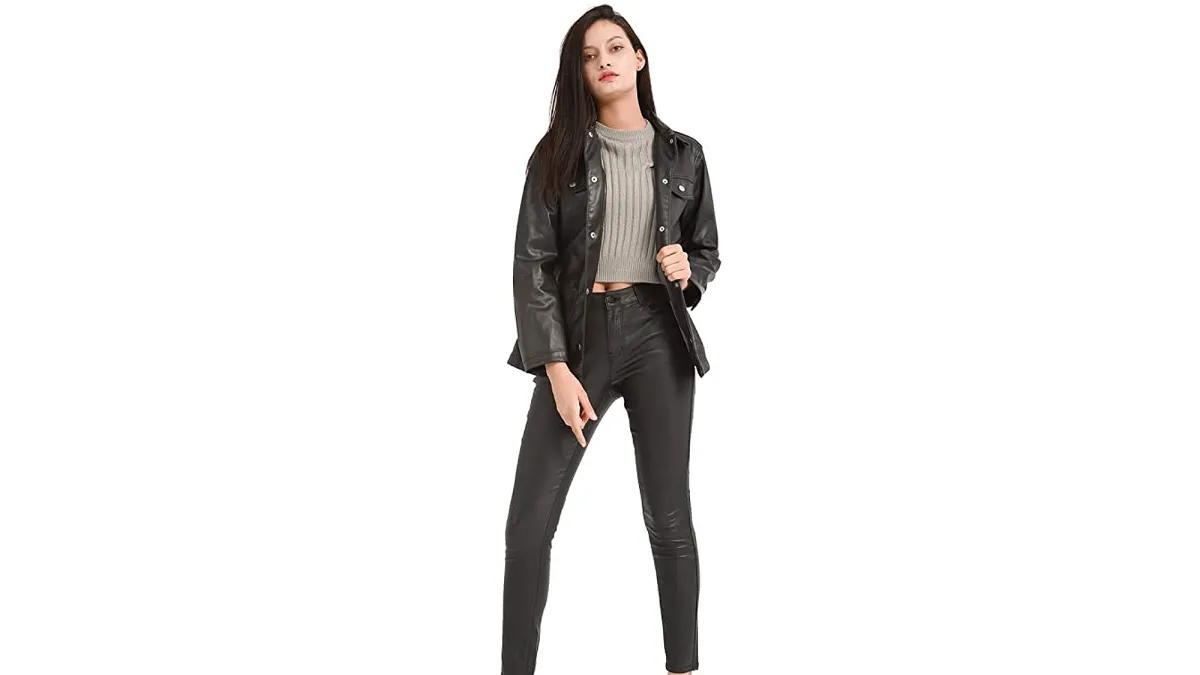 Bamans Women's Faux Leather Stretch Pants