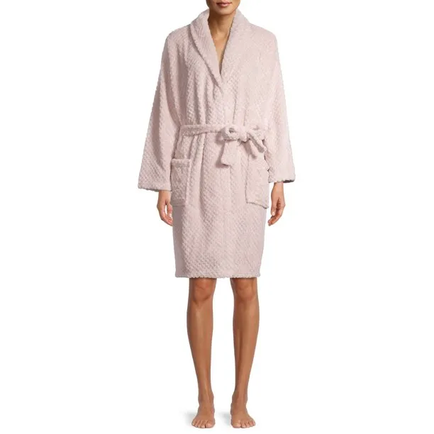 Blue Star Clothing Women's 3:4 Length Textured Plush Robe