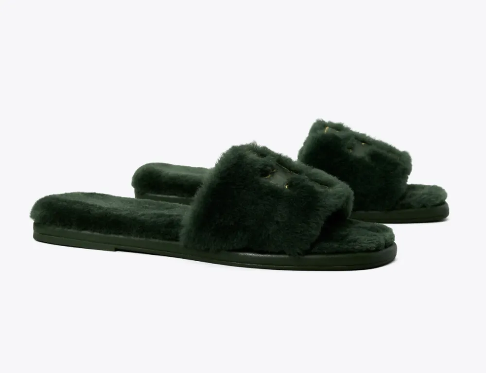 Double T Shearling Slide