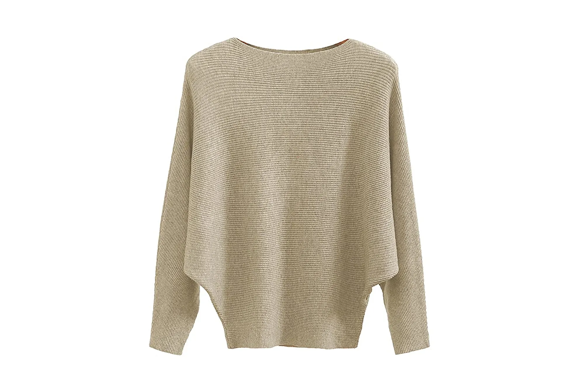 GABERLY Boat Neck Batwing Sleeve Dolman Knitted Sweater