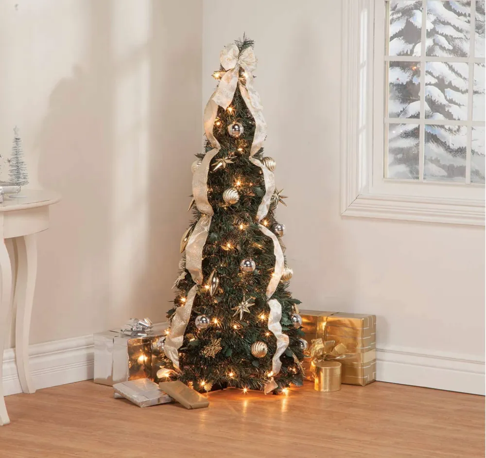 HOLIDAY PEAK 4' Silver & Gold Pull-Up Christmas