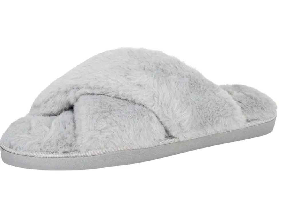 Jessica Simpson Women's Cross Band Plush Slide-on House Slippers