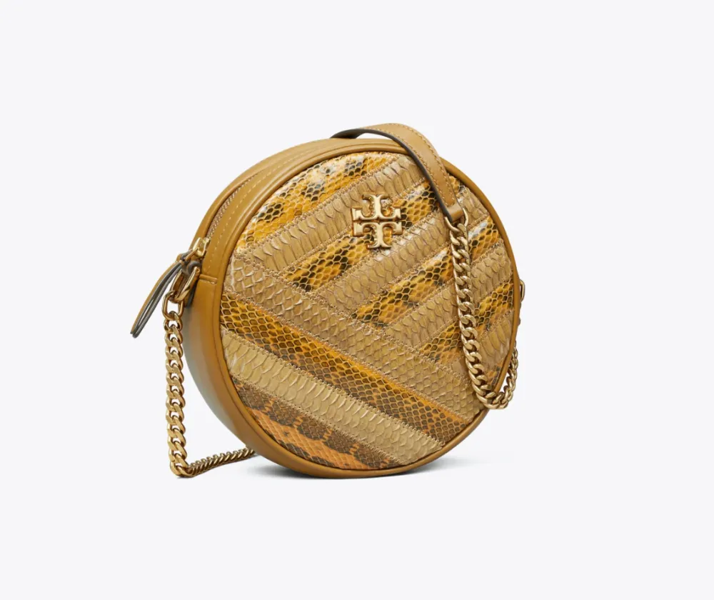 Kira Chevron Snakeskin Circle Bag