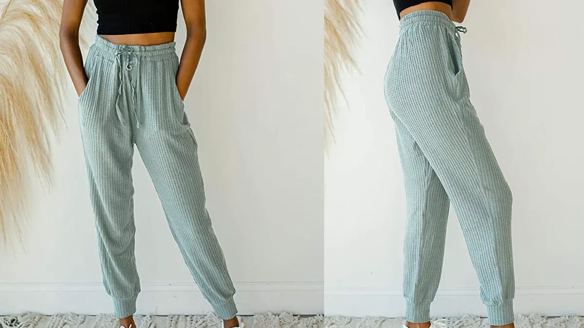 MIROL Women's Active Drawstring Waist Waffle Knit Sweatpants