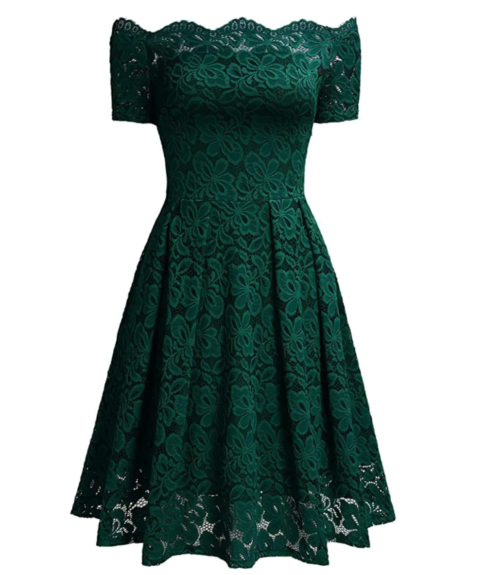 MISSMAY Women's Vintage Floral Lace Cocktail Swing Dress