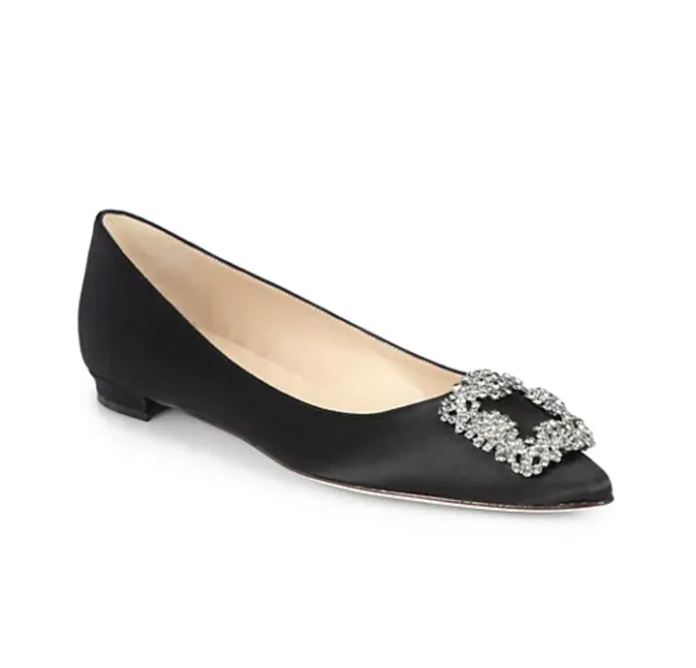 Manolo Blahnik Hangisi 25 Embellished Satin Flats