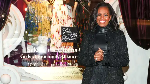 Michelle Obama Sparkles in Christopher John Rodgers at Saks Fifth Avenue’s Window Unveiling