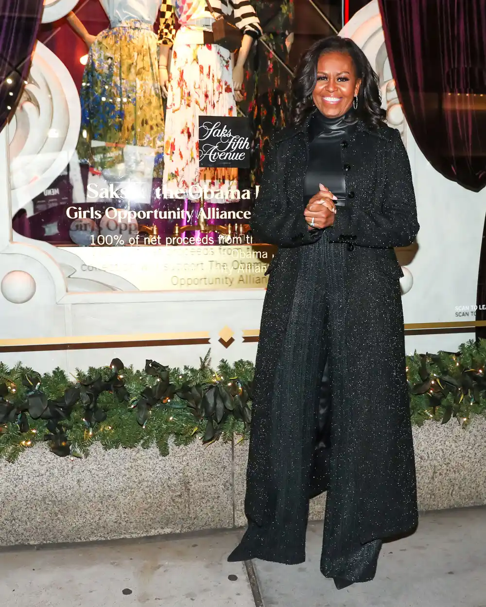 Michelle Obama Sparkles in Christopher John Rodgers at Saks Fifth Avenue&rsquo;s Window Unveiling