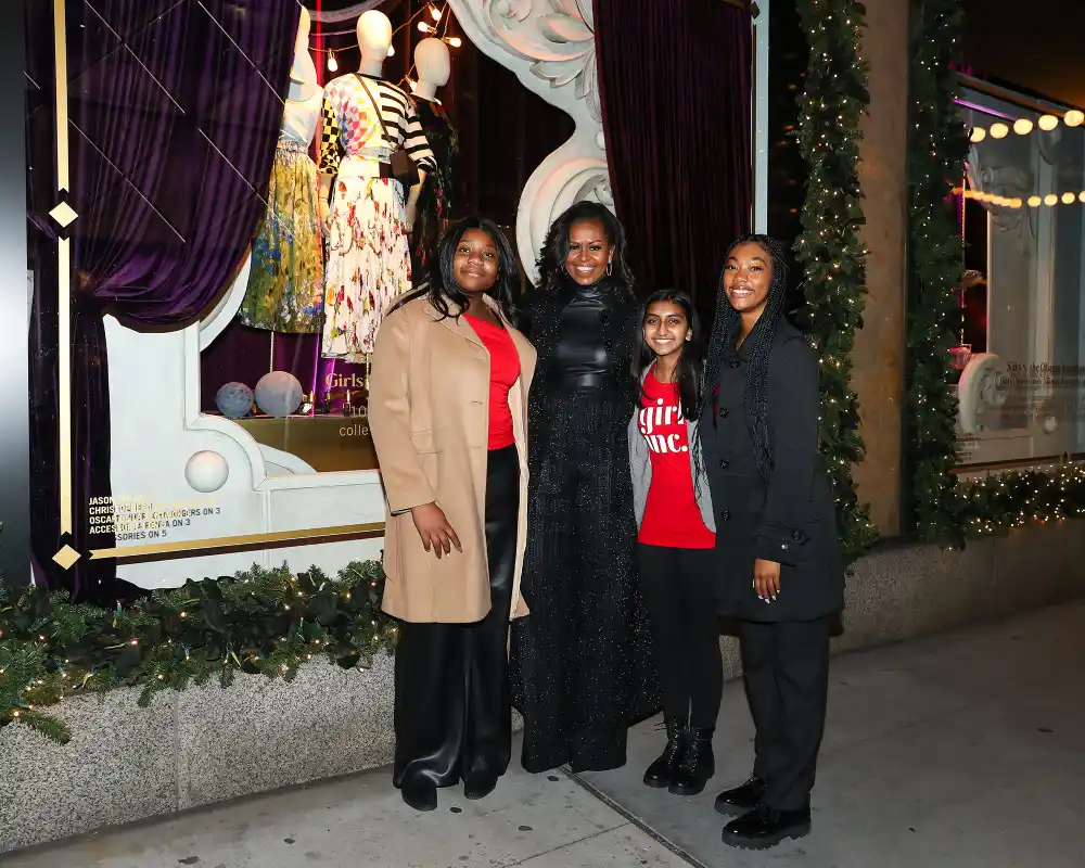 Michelle Obama Sparkles in Christopher John Rodgers at Saks Fifth Avenue&rsquo;s Window Unveiling