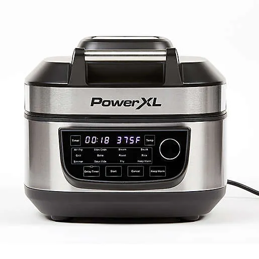 PowerXL Grill Air Fryer Combo in Stainless Steel:Black