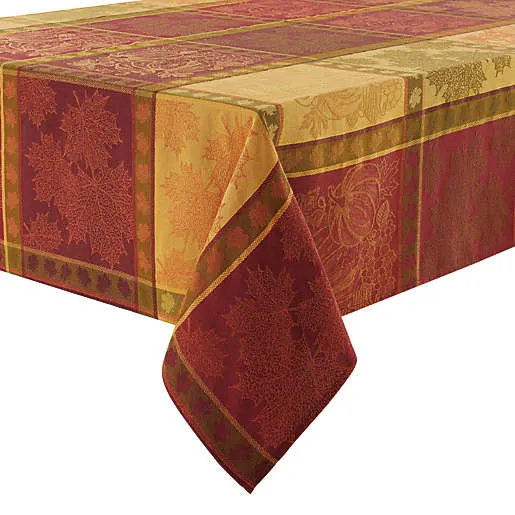 Pumpkin Cotton Jacquard 52-Inch x 52-Inch Square Tablecloth